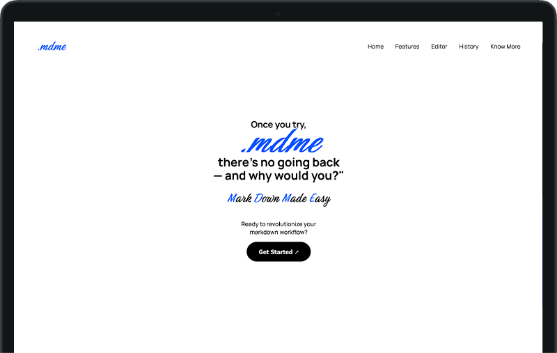 MDME Landing Page & Markdown Editor